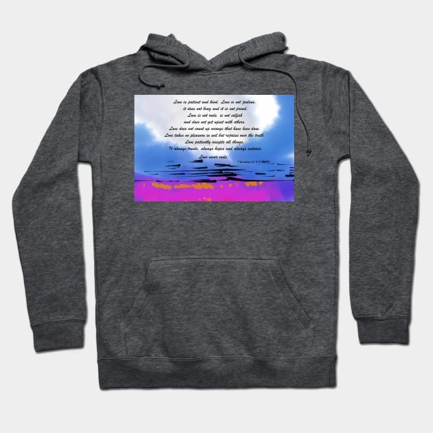 Love Is Patient: Blue Abstract Sunset Hoodie by KirtTisdale